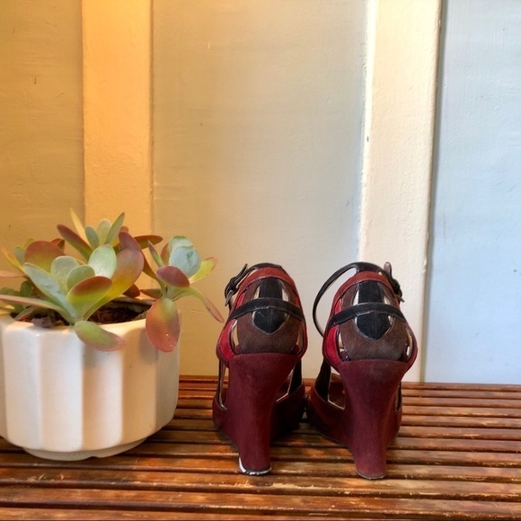 Alaia Multi-tonal Suede Ankle Strap Wedge IT 9 - Picture 3 of 6